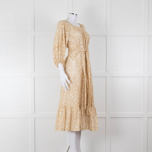 Lisa Marie Fernandez Cream And Gold Broderie Jumpsuit