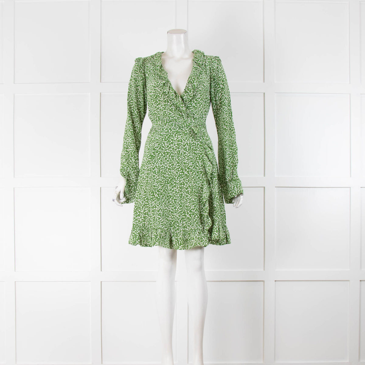 Michael Michael Kors Green and White Patterned Wrap Dress