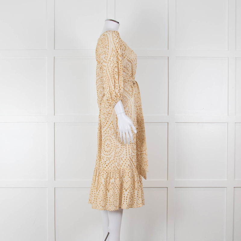 Lisa Marie Fernandez Cream And Gold Broderie Jumpsuit