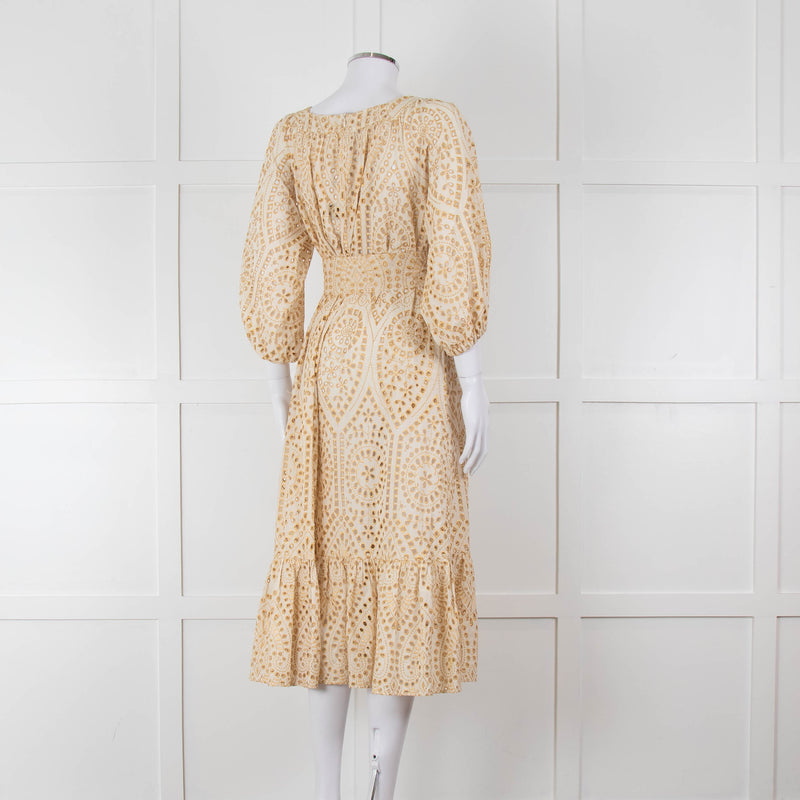 Lisa Marie Fernandez Cream And Gold Broderie Jumpsuit