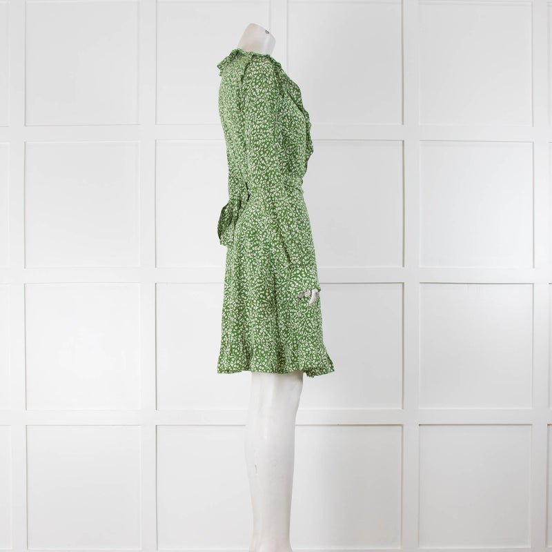 Michael Michael Kors Green and White Patterned Wrap Dress