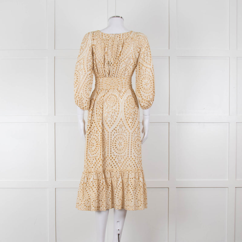 Lisa Marie Fernandez Cream And Gold Broderie Jumpsuit