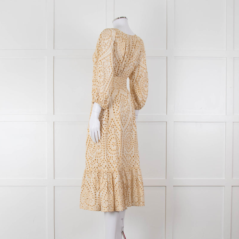Lisa Marie Fernandez Cream And Gold Broderie Jumpsuit