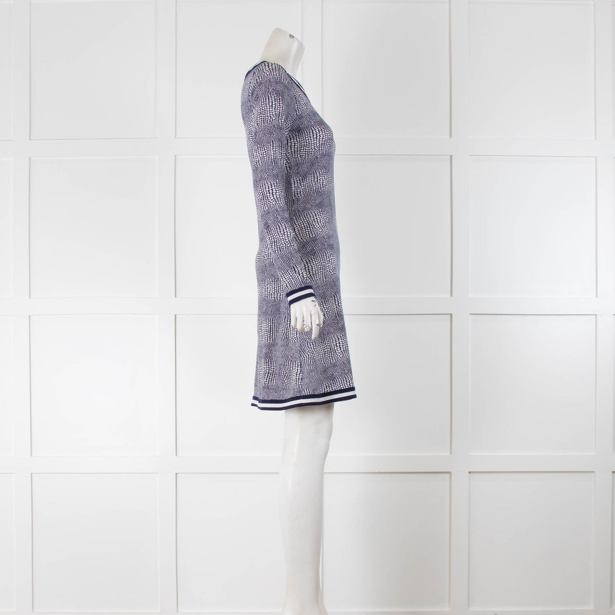 Michael Michael Kors Navy Blue and White Patterned Mini Dress