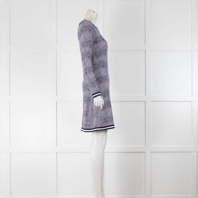 Michael Michael Kors Navy Blue and White Patterned Mini Dress