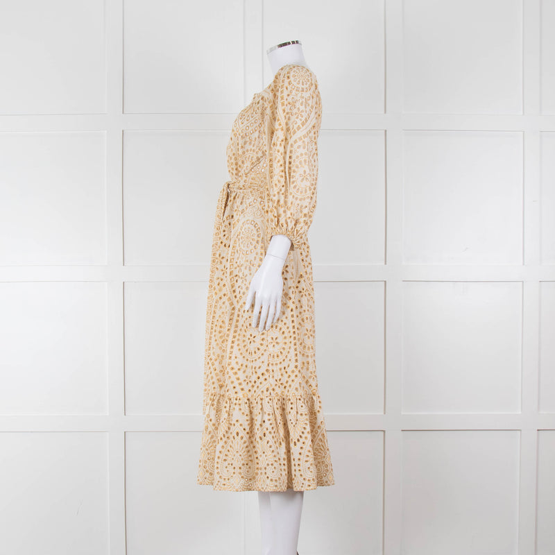 Lisa Marie Fernandez Cream And Gold Broderie Jumpsuit
