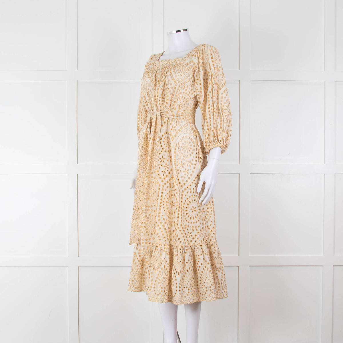 Lisa Marie Fernandez Cream And Gold Broderie Jumpsuit
