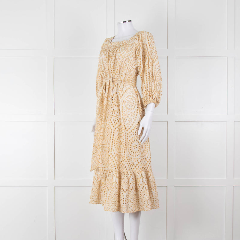 Lisa Marie Fernandez Cream And Gold Broderie Jumpsuit