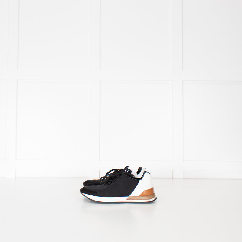 Hermes Black Canvas White Leather Trainers