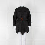 Zimmermann Black Linen Playsuit with Belt