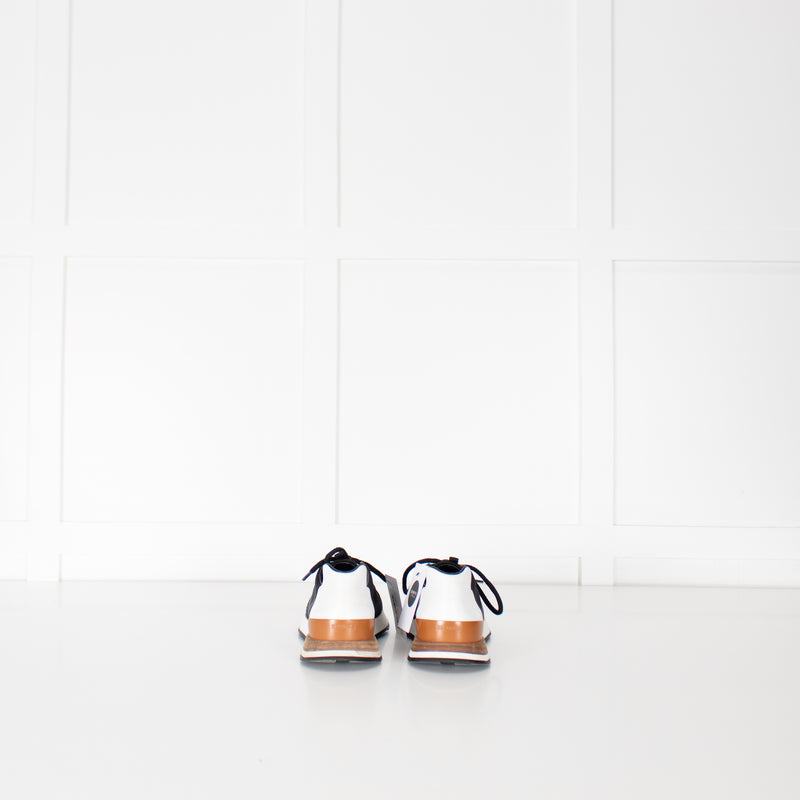 Hermes Black Canvas White Leather Trainers