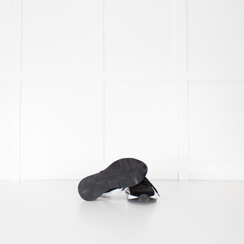 Hermes Black Canvas White Leather Trainers