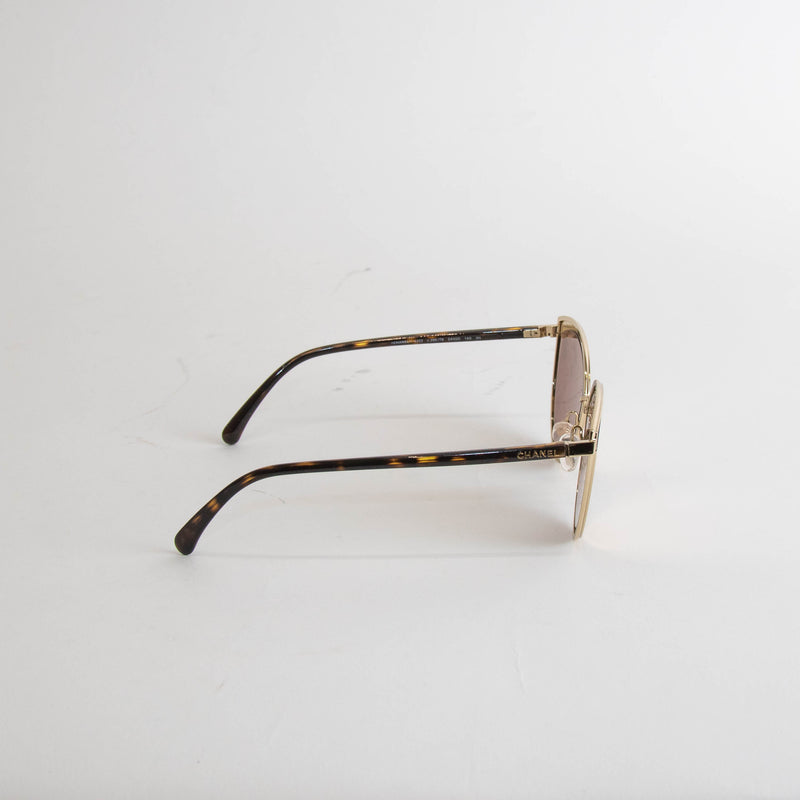 Chanel Limited Edition 18k Rose Gold Mirror Cat Eye Sunglasses