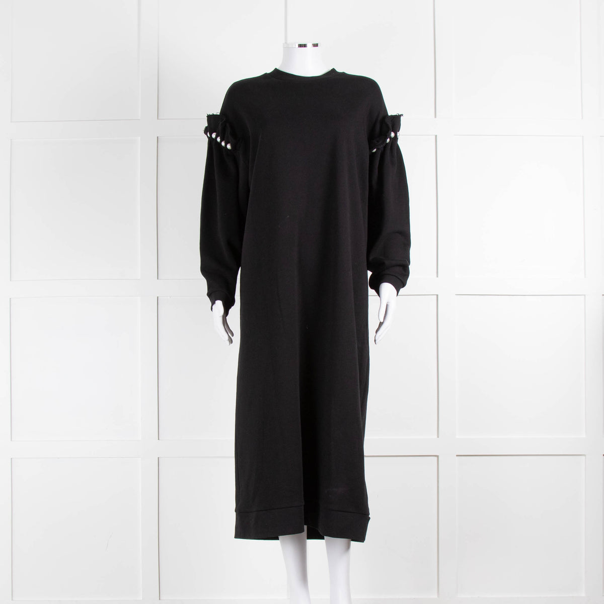 Mother Of Pearl Black Pearl Detail Cotton Sweatshirt Dress