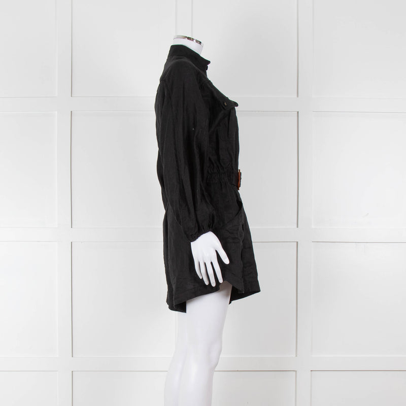 Zimmermann Black Linen Playsuit with Belt