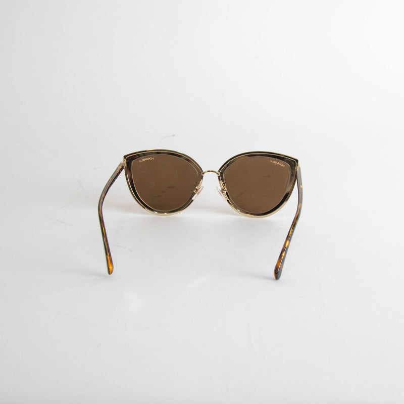 Chanel Limited Edition 18k Rose Gold Mirror Cat Eye Sunglasses