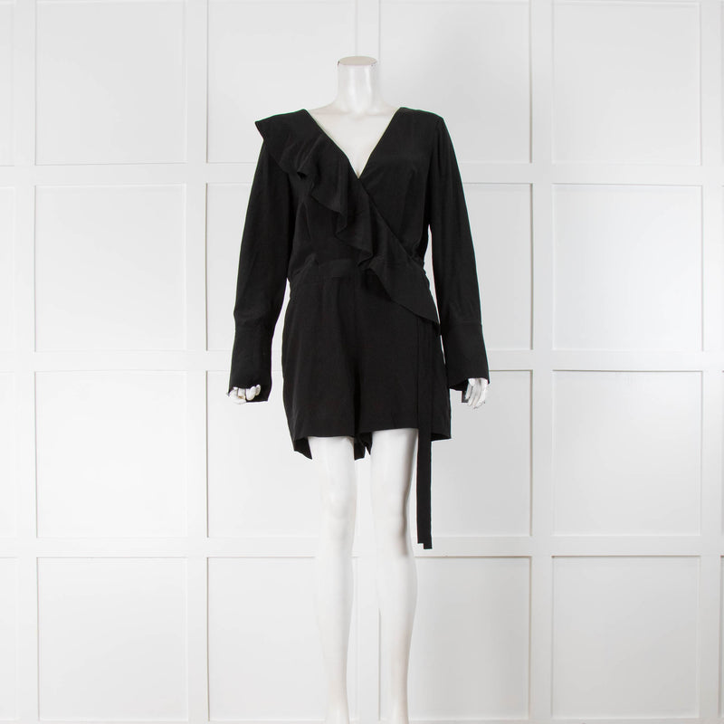 Diane Von Furstenberg Black Frilled Playsuit