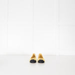 Chanel Yellow Tweedy Black Toe Ballerina Shoes