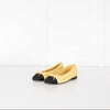 Chanel Yellow Tweedy Black Toe Ballerina Shoes