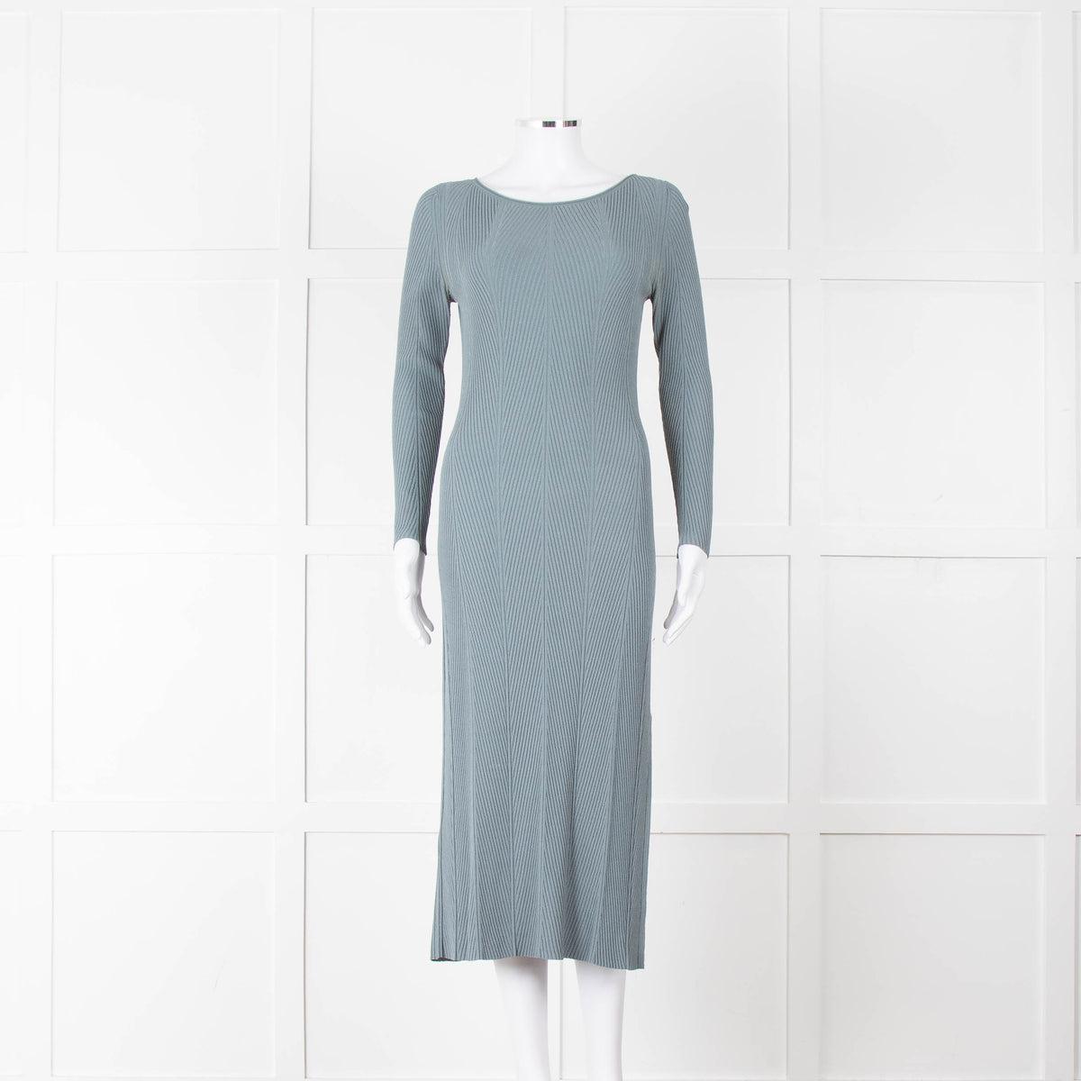 Theory Dusty Turquoise Ribbed Midi Dress