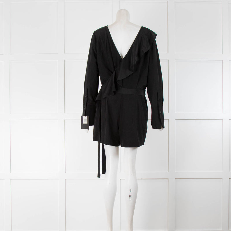 Diane Von Furstenberg Black Frilled Playsuit
