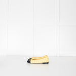 Chanel Yellow Tweedy Black Toe Ballerina Shoes