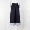 Loewe Navy Wide Leg Trousers With Turnup