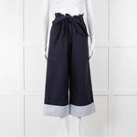 Loewe Navy Wide Leg Trousers With Turnup