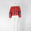Misa Red Blue Black Embroidered Off The Shoulder Balloon Sleeve Top