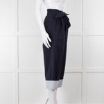 Loewe Navy Wide Leg Trousers With Turnup