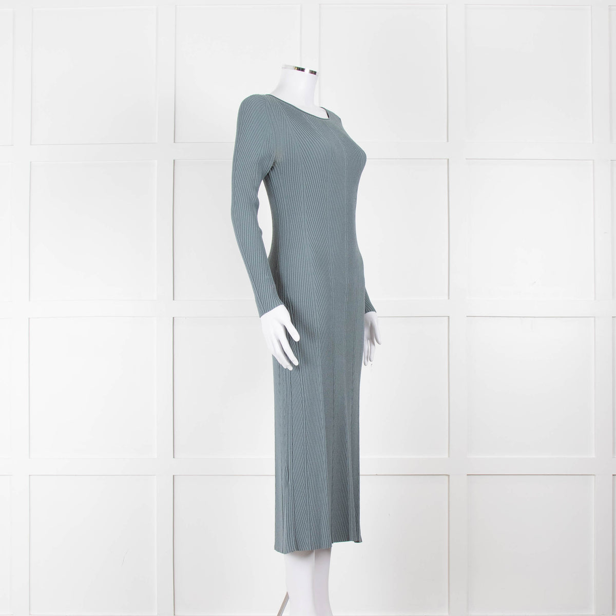 Theory Dusty Turquoise Ribbed Midi Dress