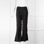 Ganni Black Plisse Flared Trousers