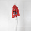 Misa Red Blue Black Embroidered Off The Shoulder Balloon Sleeve Top