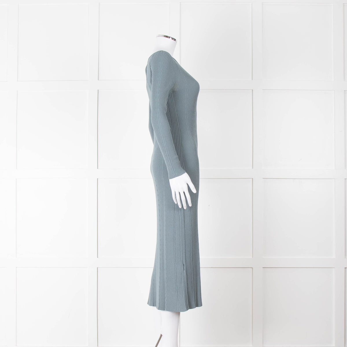 Theory Dusty Turquoise Ribbed Midi Dress