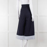 Loewe Navy Wide Leg Trousers With Turnup