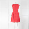 Tory Burch Coral Cotton Embroidered Sleeveless Dress