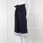 Loewe Navy Wide Leg Trousers With Turnup