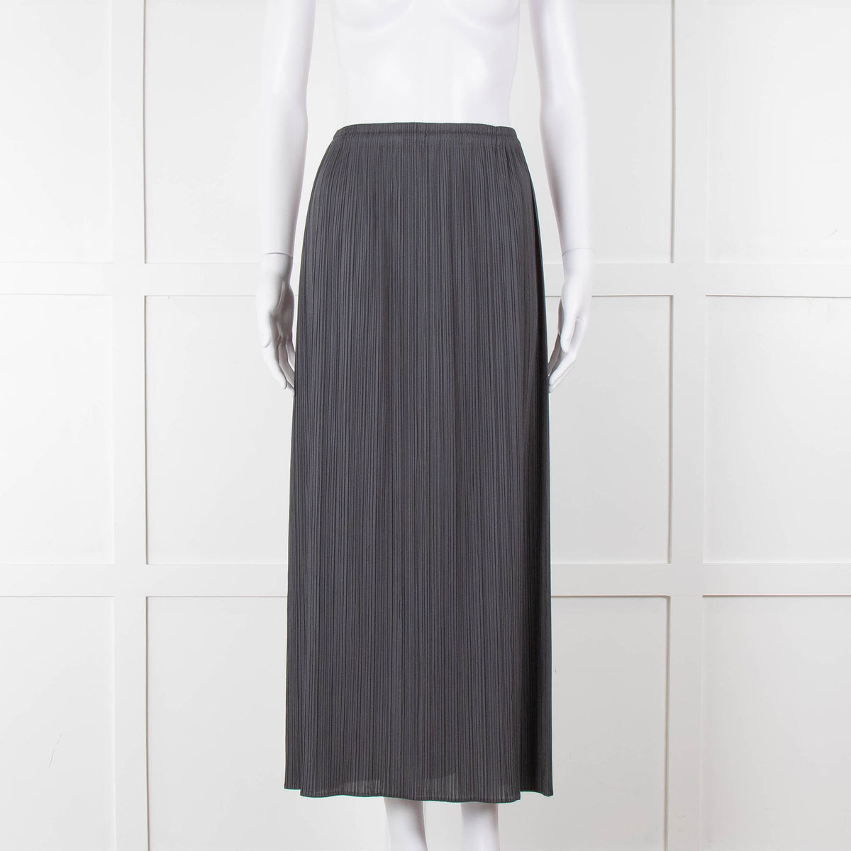 Issey Miyake Grey Pleated Long Skirt
