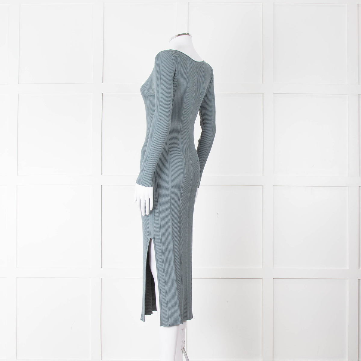 Theory Dusty Turquoise Ribbed Midi Dress