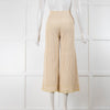 Theory Cream Ribbed Trousers with Frilled Hem