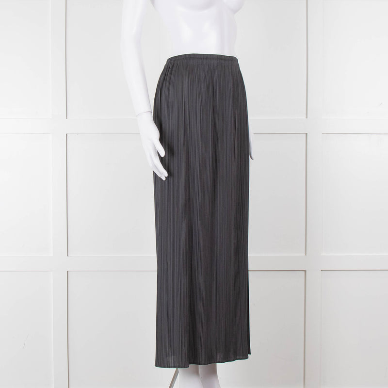 Issey Miyake Grey Pleated Long Skirt