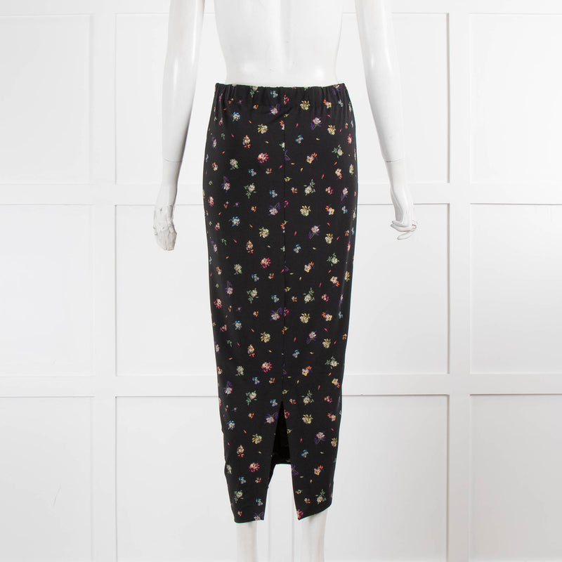 Essential Antwerp Black Ruched Front Floral Skirt