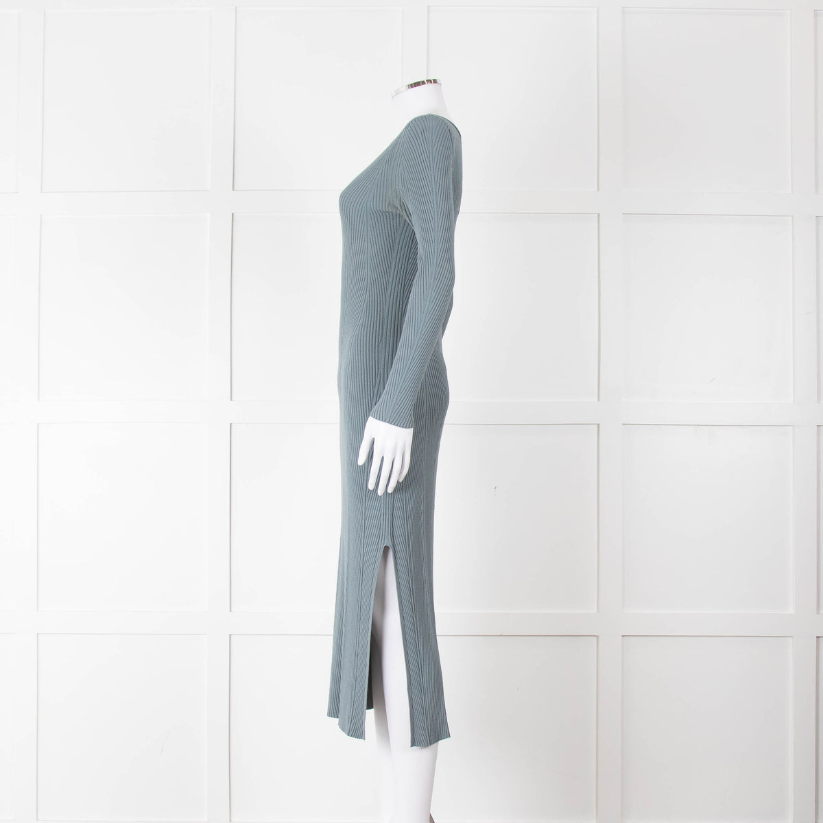 Theory Dusty Turquoise Ribbed Midi Dress