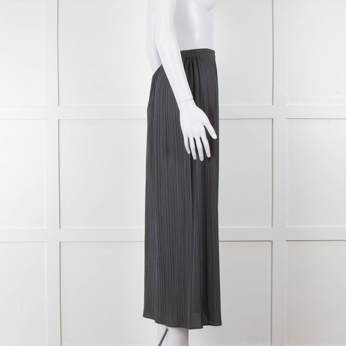 Issey Miyake Grey Pleated Long Skirt
