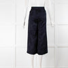 Vince Navy Split Leg Brocade Floral Drawstring Trousers