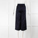 Vince Navy Split Leg Brocade Floral Drawstring Trousers