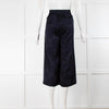 Vince Navy Split Leg Brocade Floral Drawstring Trousers