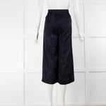Vince Navy Split Leg Brocade Floral Drawstring Trousers