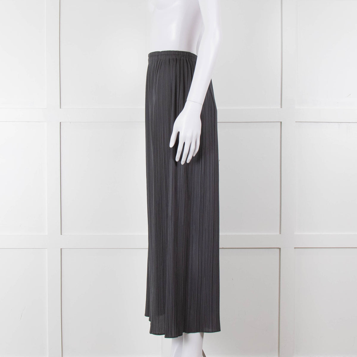 Issey Miyake Grey Pleated Long Skirt