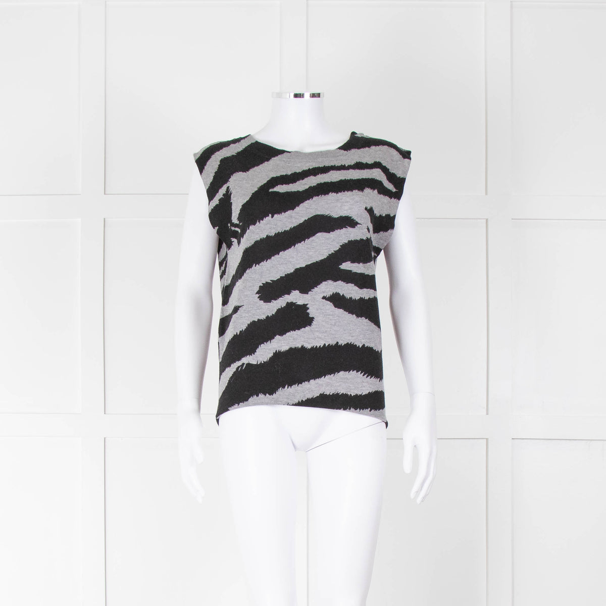 Zadig & Voltaire Grey Black Zebra Sleeveless Top